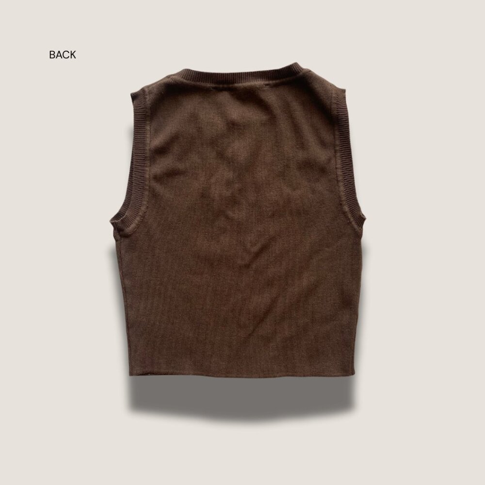 Brown Ribbed Crop Top - Picture 4 of 4